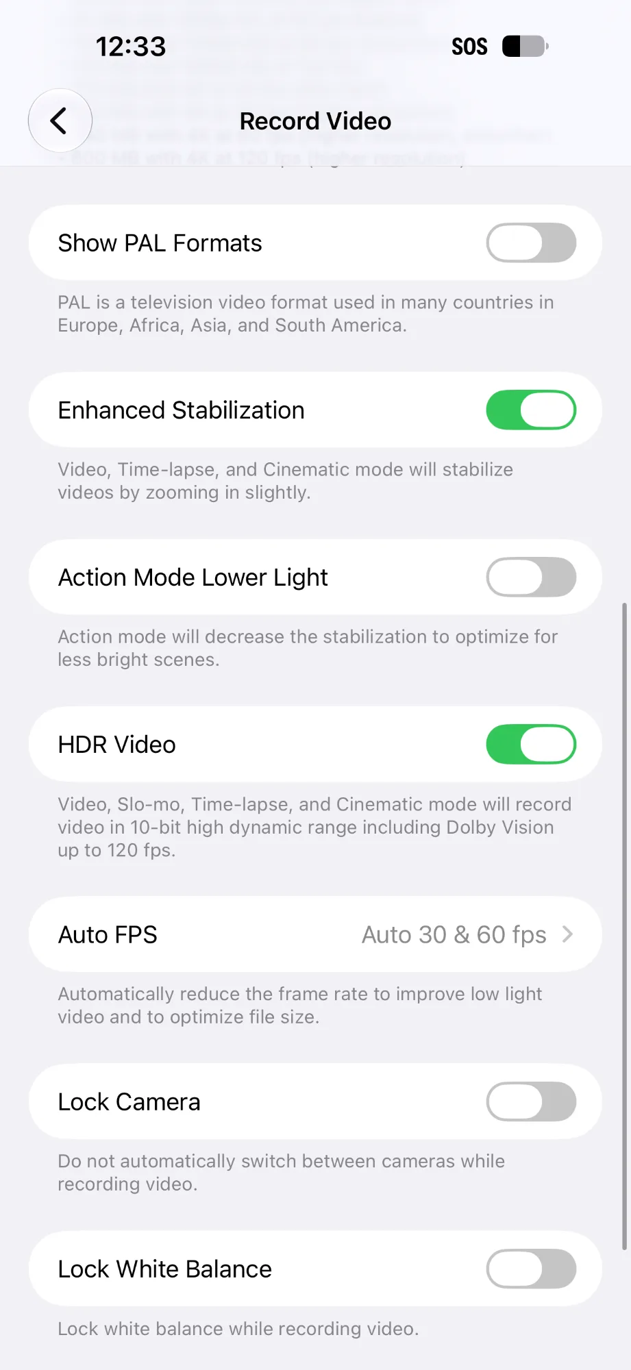 iPhone Video Recording Setting 