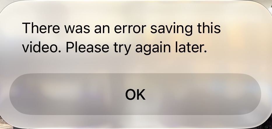 Save to a new clip. Error Appears.